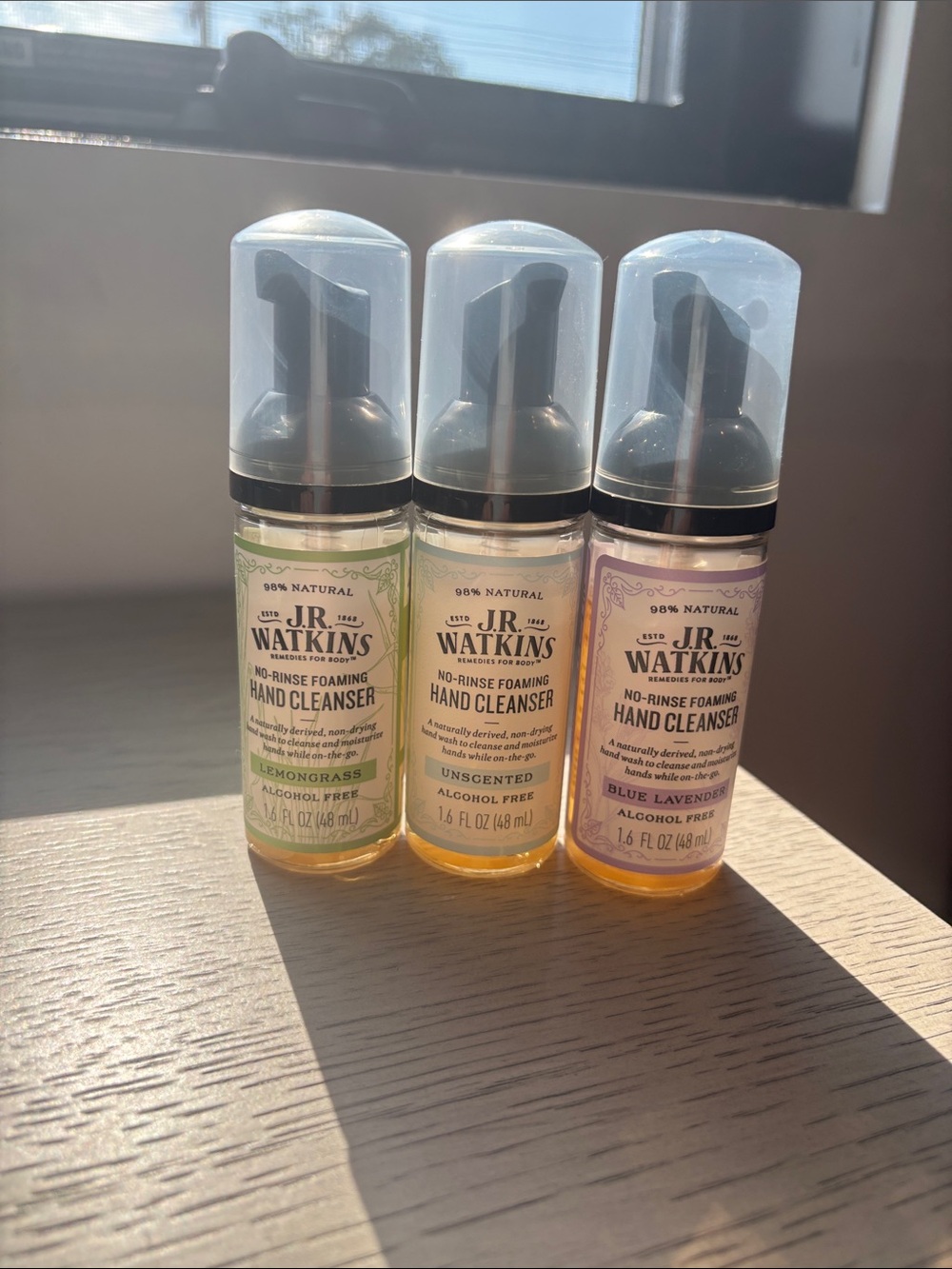 JR Watkins Foaming Hand Cleanser Unscented, Lemongrass & Blue Lavender (3 Pack